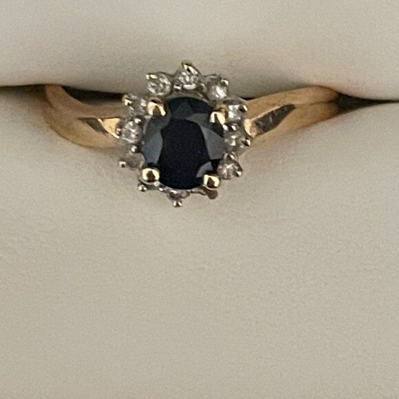 Sapphire and Diamond Ring - cut band - Picture 2 of 4